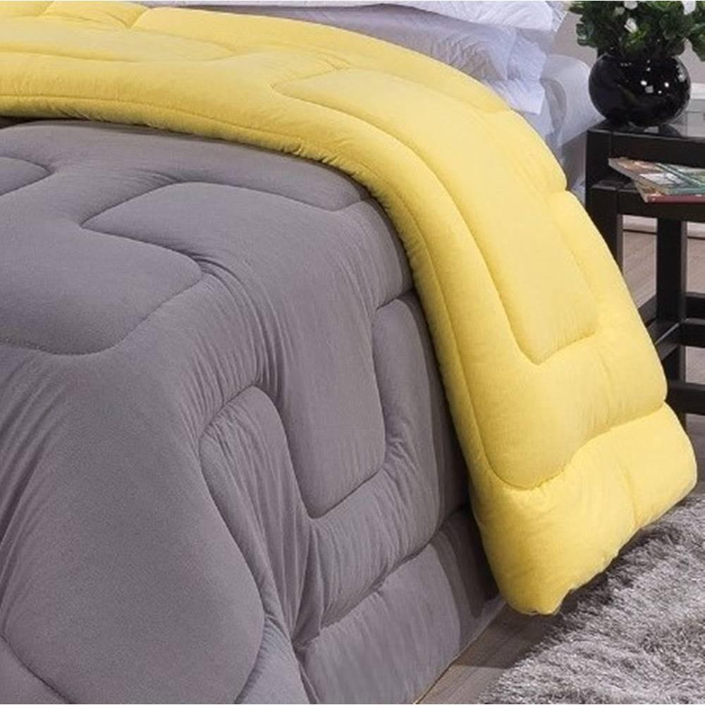 Edredom Dupla Face 100% Algodão Malha King Gran Moratta 01 Peça - Cinza-amarelo - 4