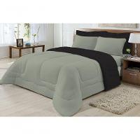 Edredom Dupla Face 100% Algodão Malha King Gran Moratta 01 Peça - Preto-cinza - 1