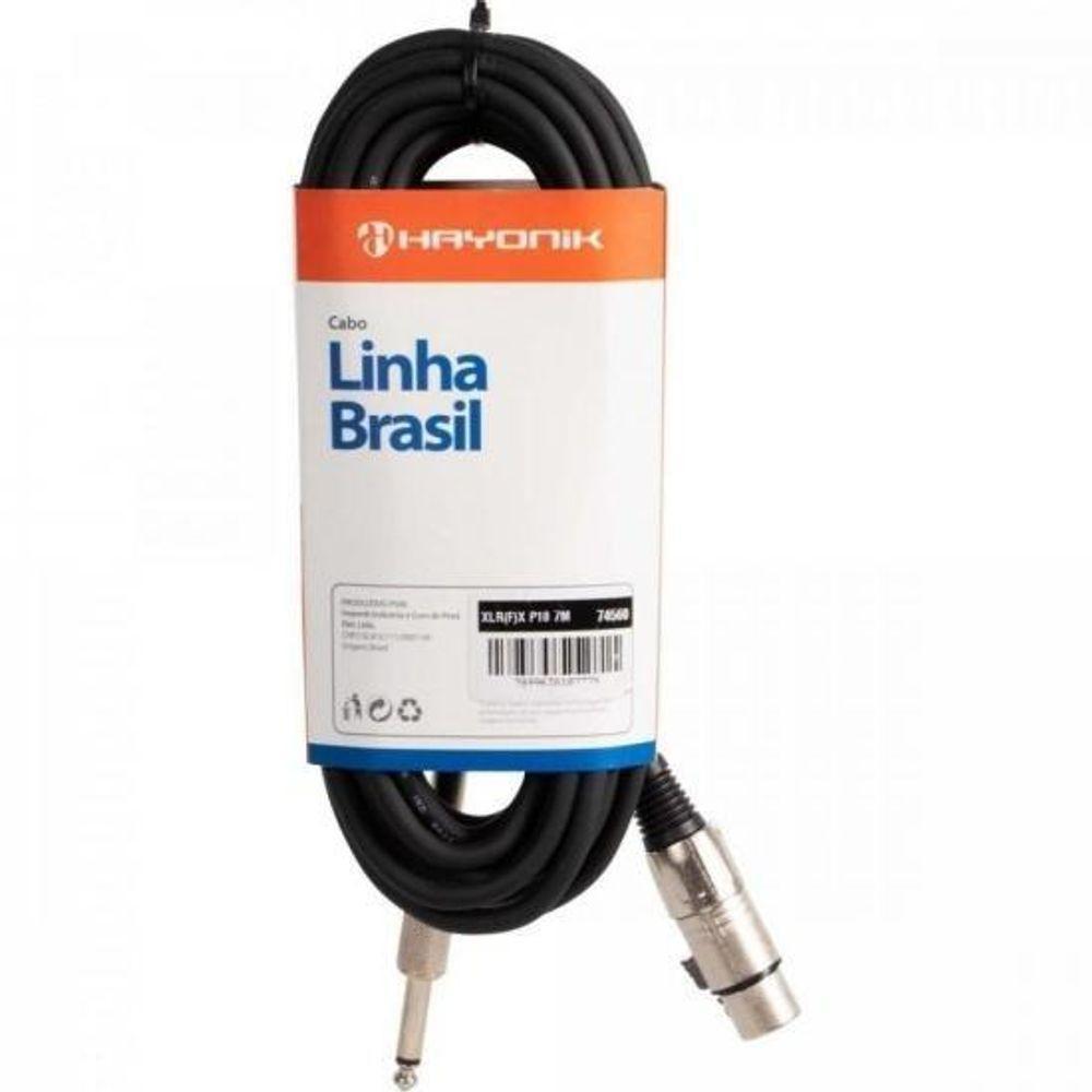 Cabo Para Microfone Linha Brasil Xlr(f) X P10 7m Preto Hayonik [f003] - 2