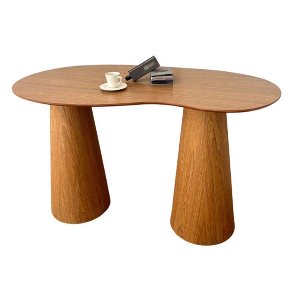 Mesa Bistrô Balcão Cone Duplo137x90 Orgânica Tampo Freijó Base Freijó Cor Marrom - 1