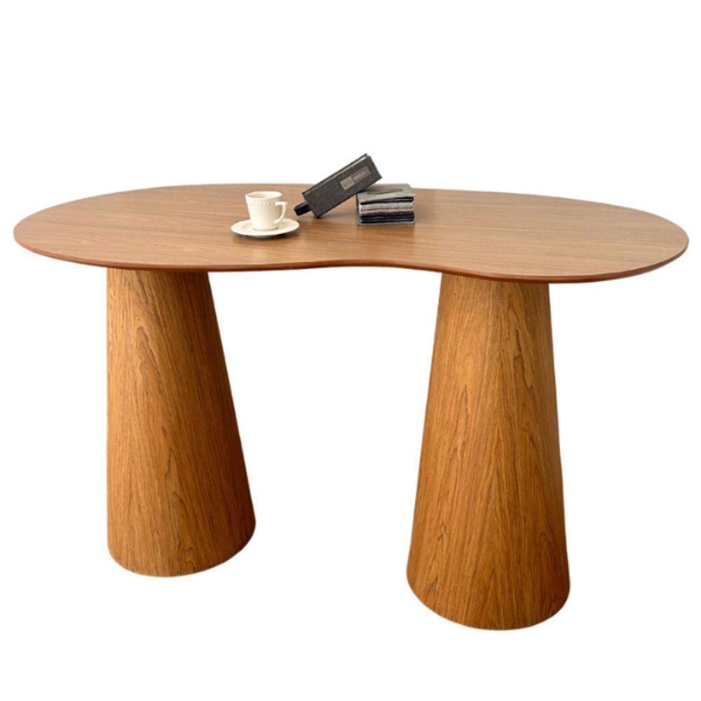 Mesa Bistrô Balcão Cone Duplo137x90 Orgânica Tampo Freijó Base Freijó Cor Marrom - 8