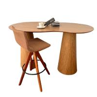 Mesa Bistrô Balcão Cone Duplo160x90 Orgânica Tampo Freijó Base Freijó Cor Marrom. - 5