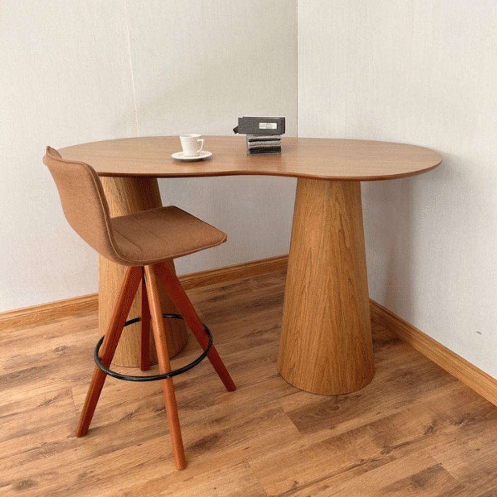 Mesa Bistrô Balcão Cone Duplo120x80 Orgânica Tampo Freijó Base Freijó Cor Marrom - 5