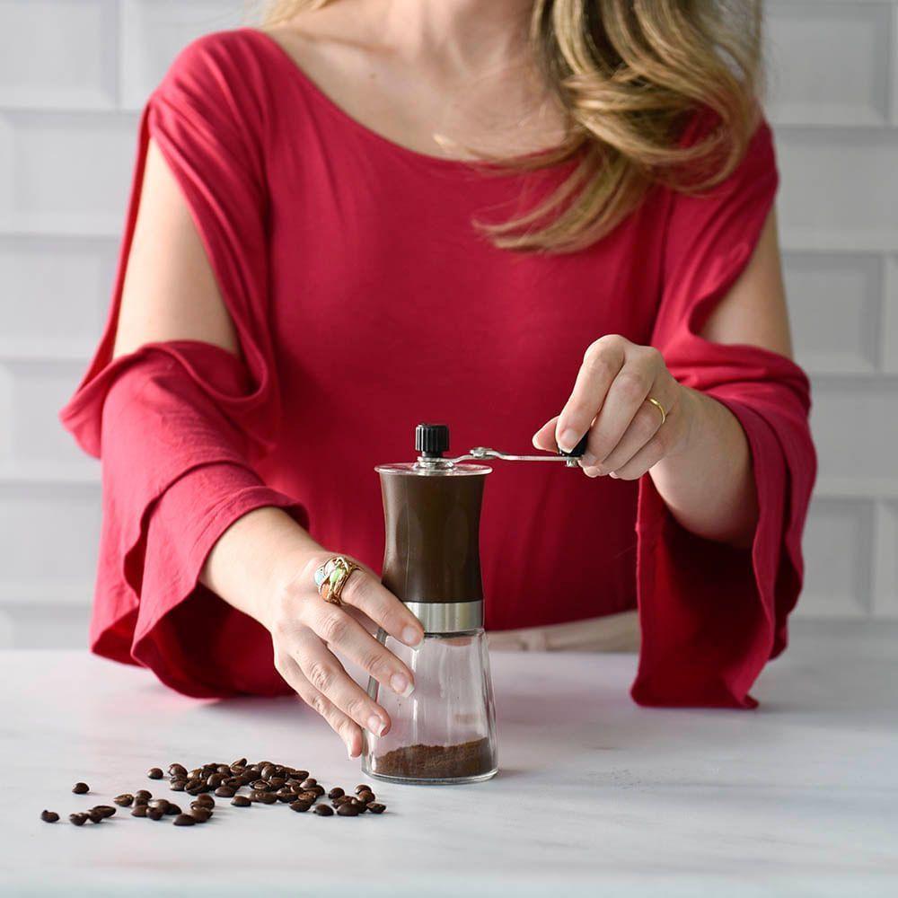 Moedor De Café Manual Em Vidro E Inox 18x7x12cm Mimo Style - 5