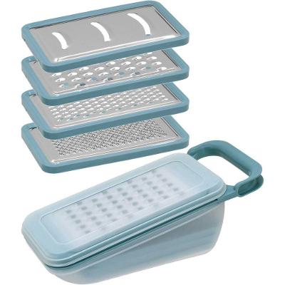 Jg 4pç Ralador Com Recipiente Inox 8x10x25cm Cinza