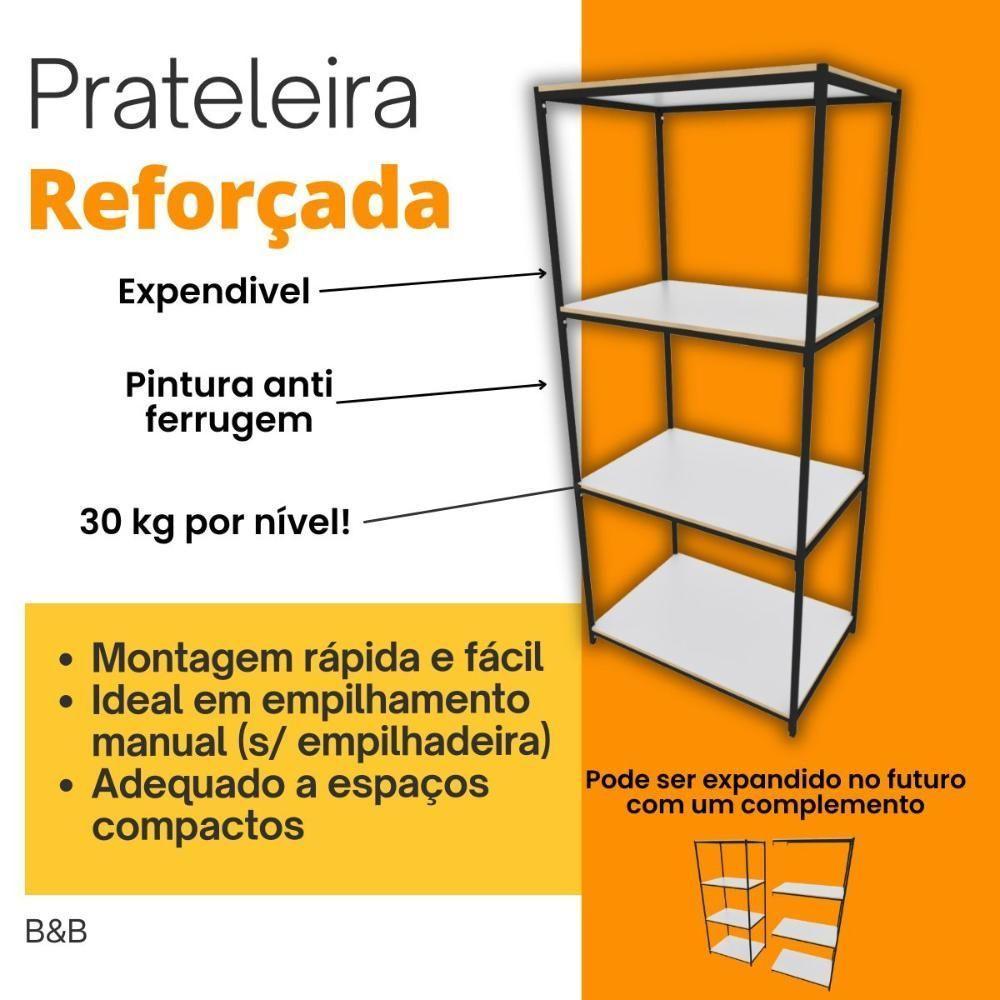 Praleira De Aço Reforçada Mini Porta Pallet 200x60x90 Estante Estoque Bandeja Branca Módulos Conjugados 2 + 5 - 2