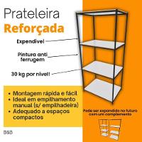 Praleira De Aço Reforçada Mini Porta Pallet 200x60x90 Estante Estoque Bandeja Branca Módulos Conjugados 2 + 5 - 2