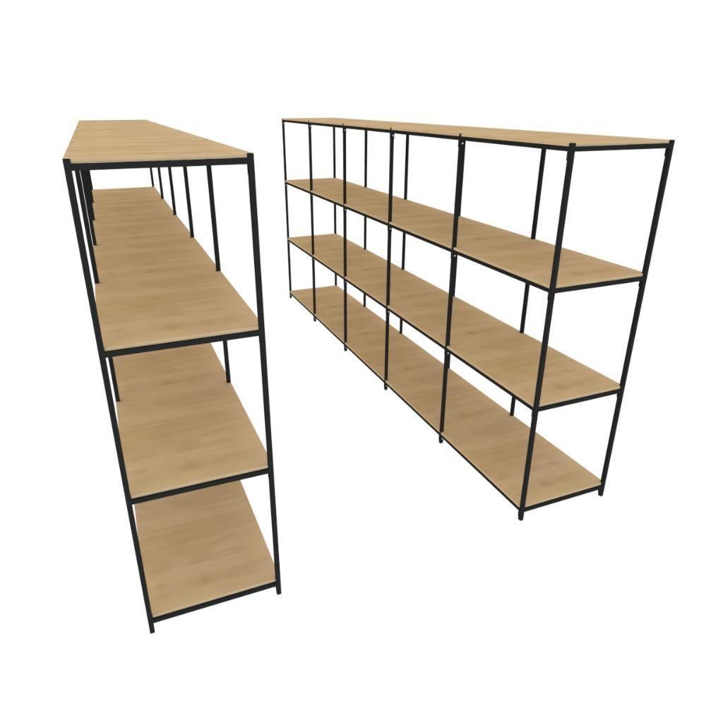 Praleira De Aço Reforçada Mini Porta Pallet 200x60x90 Estante Estoque Bandeja Crua Módulos Conjugados 5 + 5 - 1