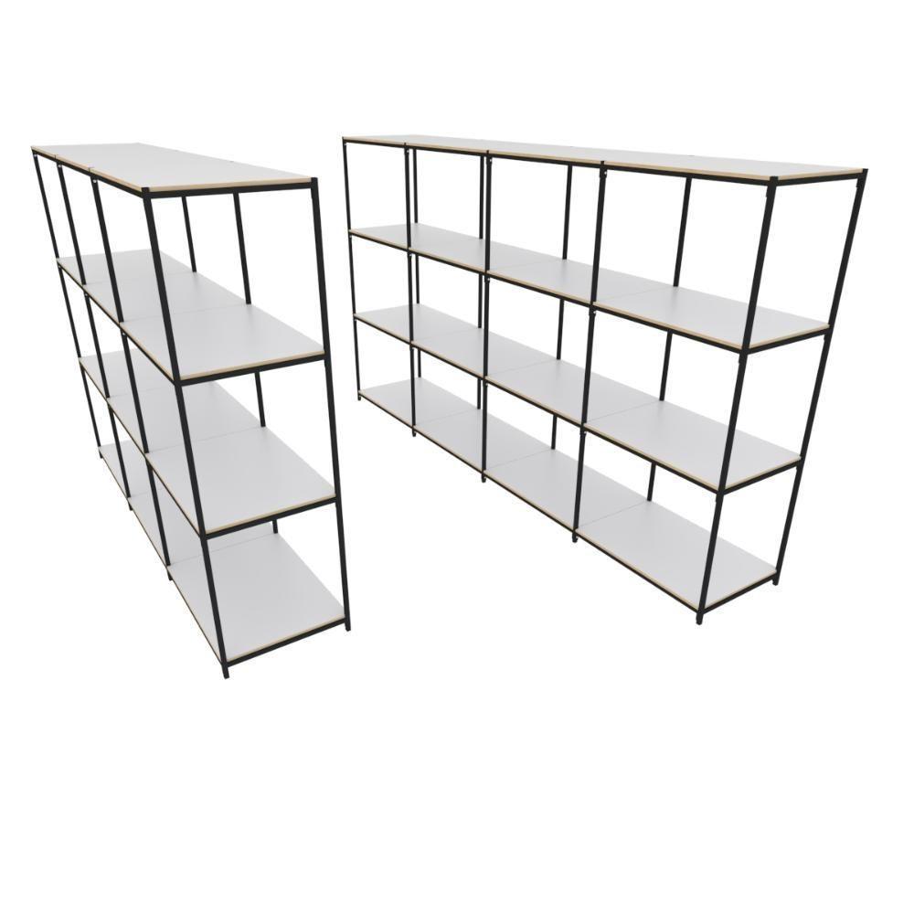 Praleira De Aço Reforçada Mini Porta Pallet 200x60x90 Estante Estoque Bandeja Branca Módulos Conjugados 3 + 4 - 1