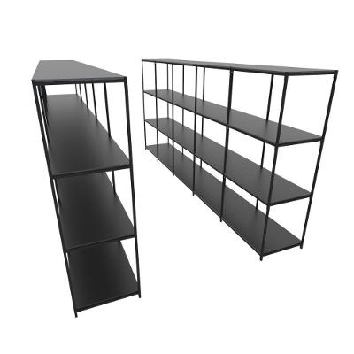 Praleira De Aço Reforçada Mini Porta Pallet 200x60x90 Estante Estoque Bandeja Preta Módulos Conjugados 5 + 5