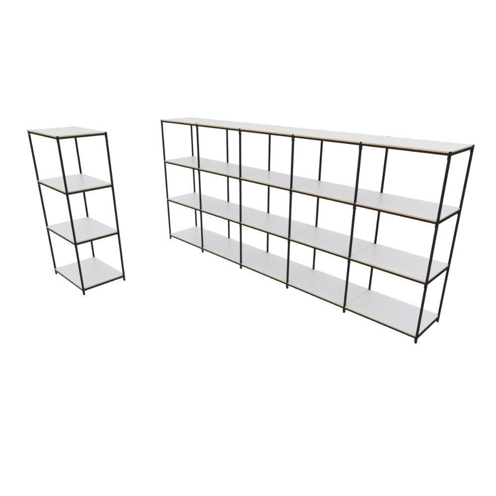 Praleira De Aço Reforçada Mini Porta Pallet 200x60x90 Estante Estoque Bandeja Branca 1 Módulo + 5 Módulos Conjugados - 1