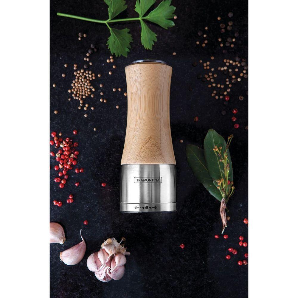 Moedor Tramontina Realce Sal Ou Pimenta Em Bambú E Aço Inox Com Moinho Em Cerâmica - 5