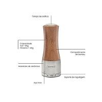 Moedor Tramontina Realce Sal Ou Pimenta Em Bambú E Aço Inox Com Moinho Em Cerâmica