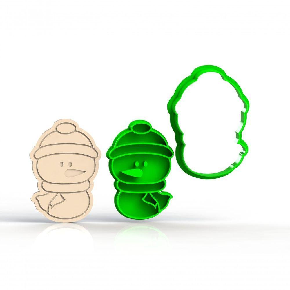 Cortador Natal Boneco De Neve Para Biscoito (2 Peças) Corta E Marca Tamanho 6 Cm - 1