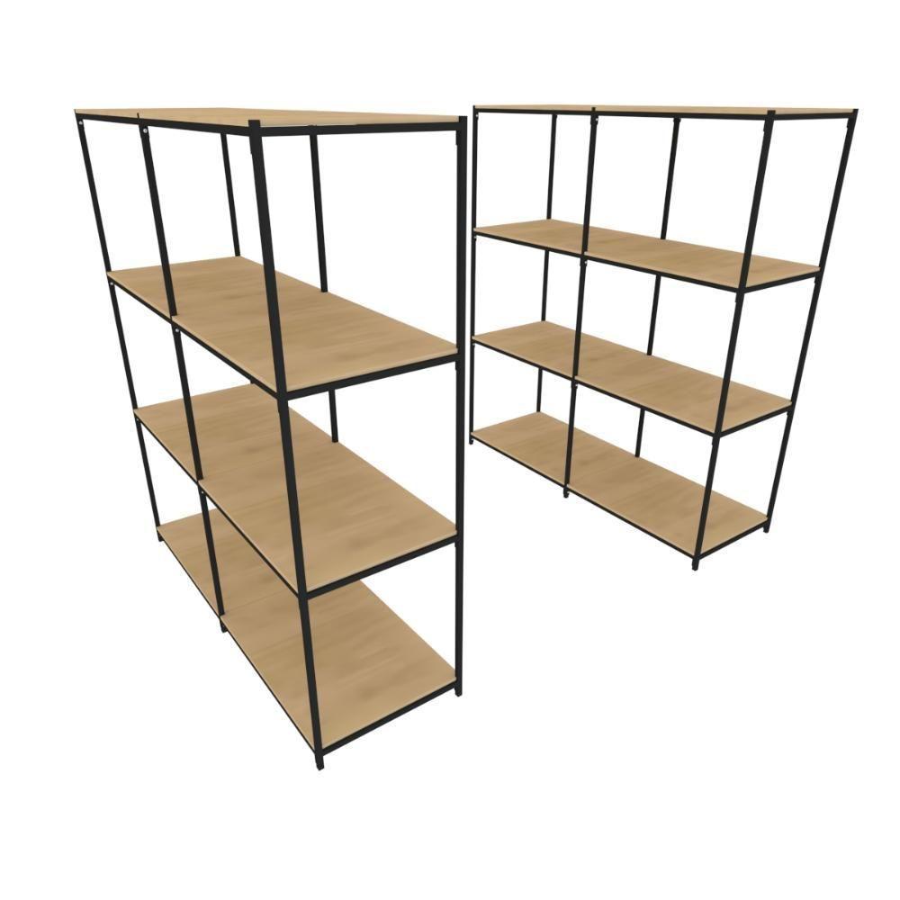 Praleira De Aço Reforçada Mini Porta Pallet 200x60x90 Estante Estoque Bandeja Crua Módulos Conjugados 2 + 2 - 1