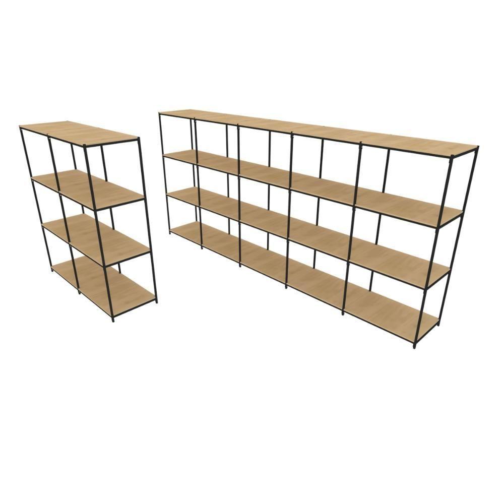 Praleira De Aço Reforçada Mini Porta Pallet 200x60x90 Estante Estoque Bandeja Crua Módulos Conjugados 2 + 5 - 1