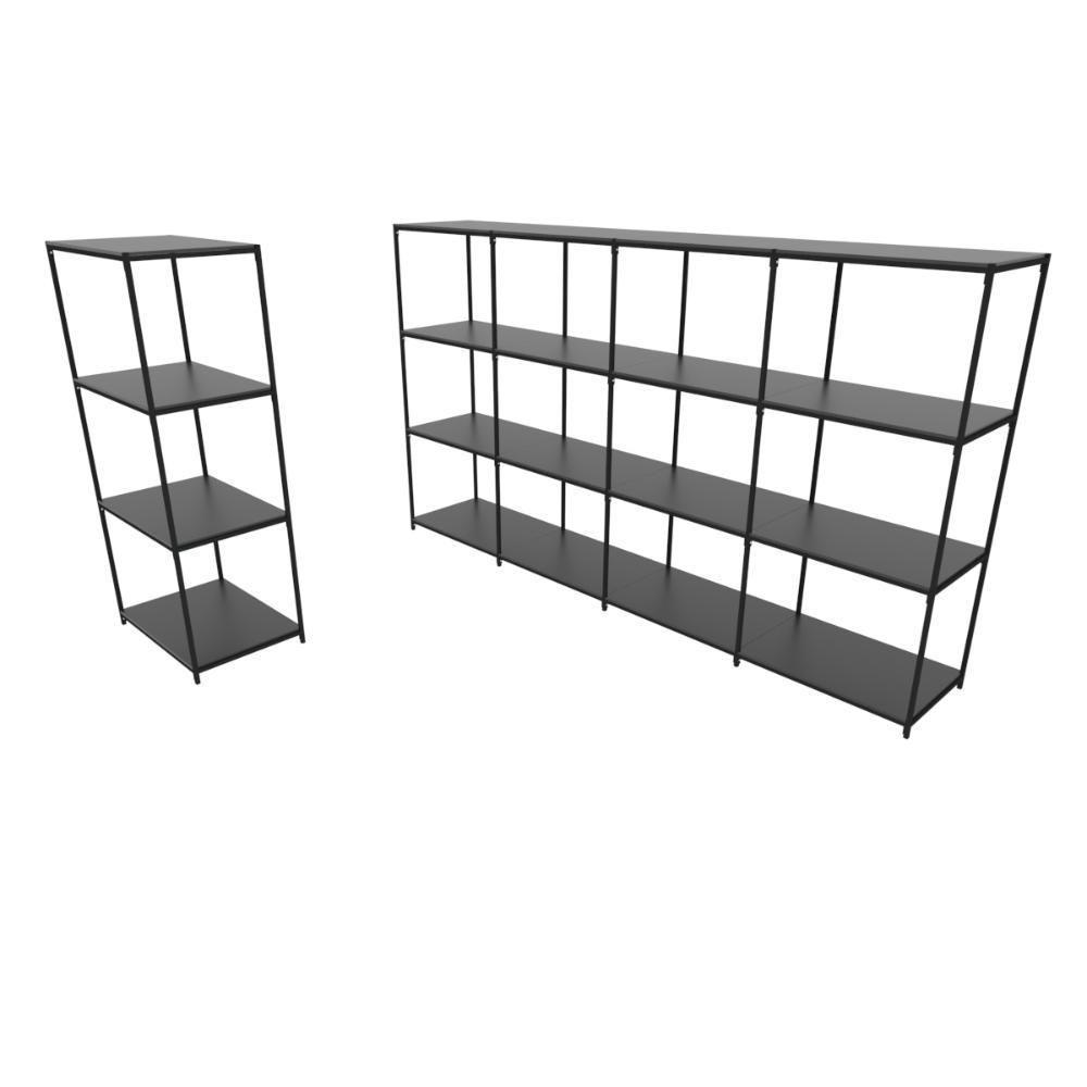 Praleira De Aço Reforçada Mini Porta Pallet 200x60x90 Estante Estoque Bandeja Preta 1 Módulo + 4 Módulos Conjugados - 1