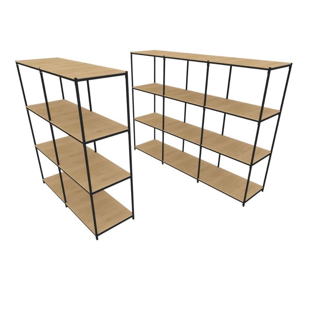 Praleira De Aço Reforçada Mini Porta Pallet 200x60x90 Estante Estoque Bandeja Crua Módulos Conjugados 2 + 3 - 1