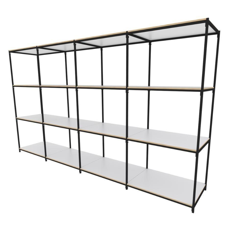 Praleira De Aço Reforçada Mini Porta Pallet 200x60x90 Estante Estoque Bandeja Branca 4 Módulos Conjugados - 1