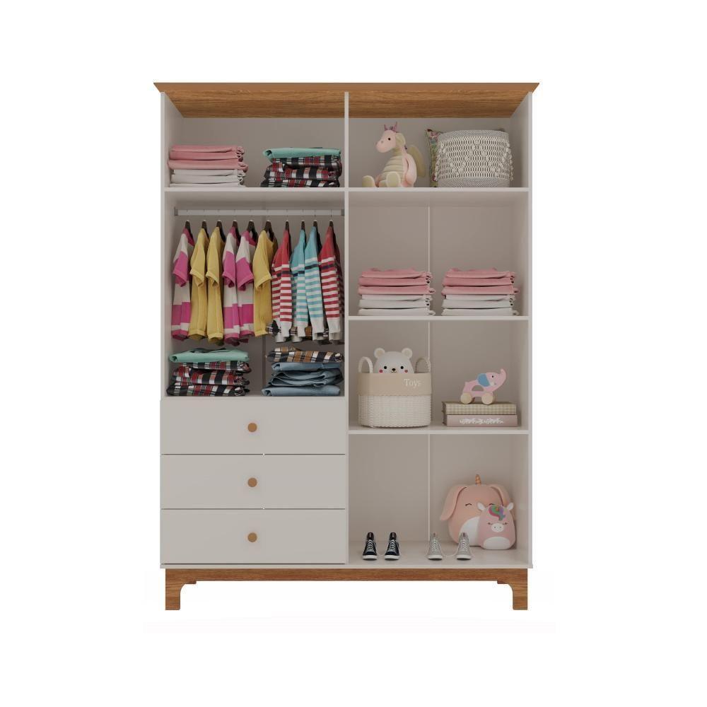 Conjunto Infantil Antonella Berço Com Gaveta E Roupeiro 4p Off White-caramelo Móveis Canaã - 2