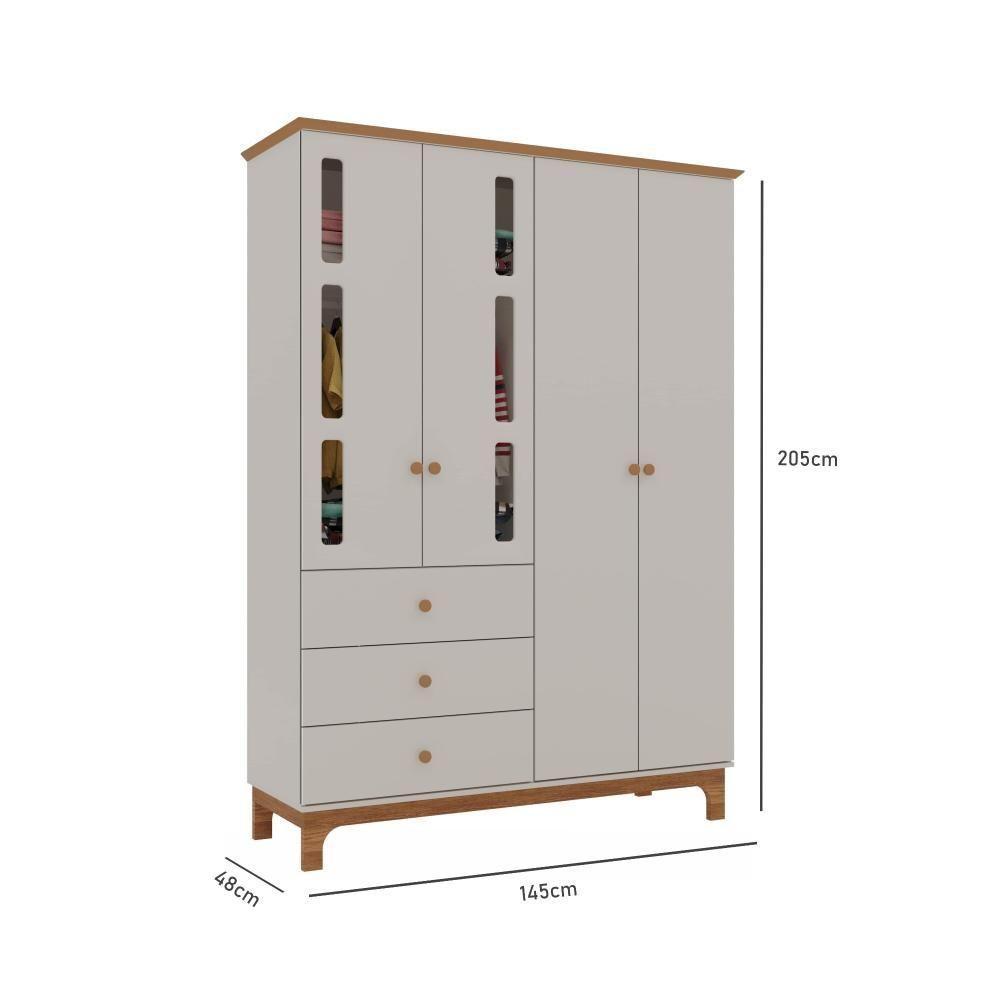 Conjunto Infantil Antonella Berço Com Gaveta E Roupeiro 4p Off White-caramelo Móveis Canaã - 3