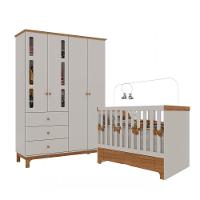 Conjunto Infantil Antonella Berço Com Gaveta E Roupeiro 4p Off White-caramelo Móveis Canaã - 1