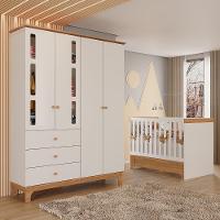 Conjunto Infantil Antonella Berço Com Gaveta E Roupeiro 4p Off White-caramelo Móveis Canaã - 6