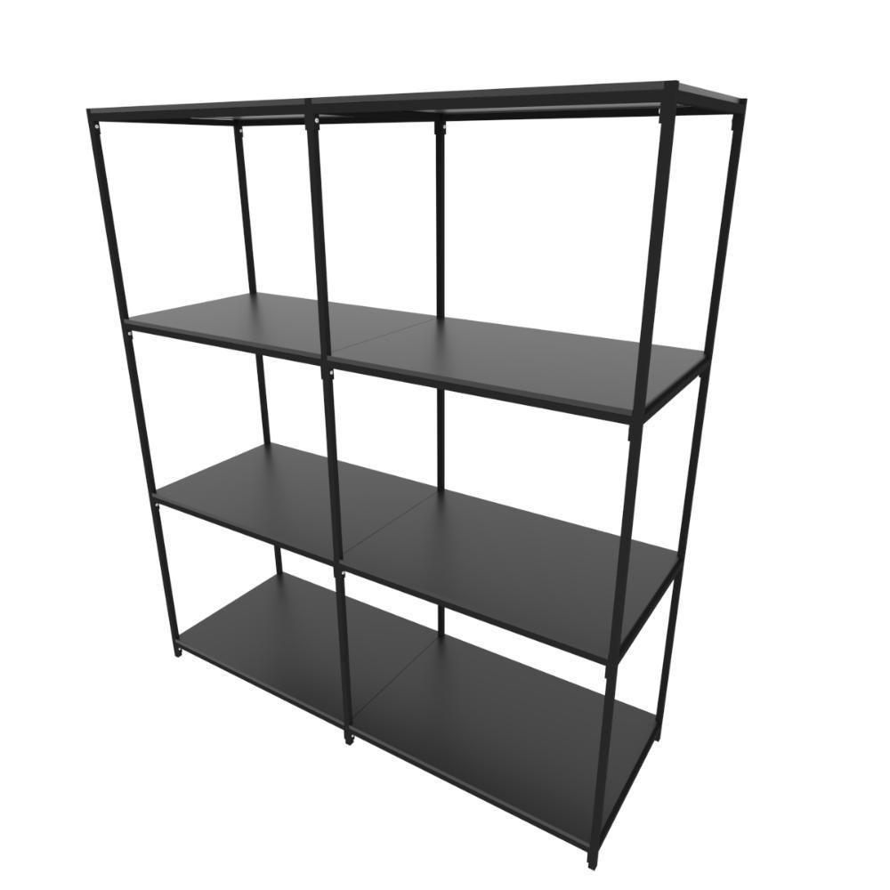 Praleira De Aço Reforçada Mini Porta Pallet 200x60x90 Estante Estoque Bandeja Preta 2 Módulos Conjugados - 1