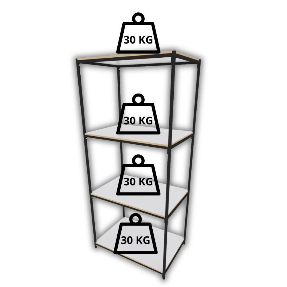 Praleira De Aço Reforçada Mini Porta Pallet 200x60x90 Estante Estoque Bandeja Branca Módulos Conjugados 2 + 3 - 3