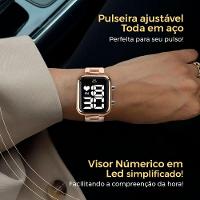 Relogio Feminino Rose Aço Inox + Pulseira Pandora + Caixa Original Social Casual Presente Moda - 5