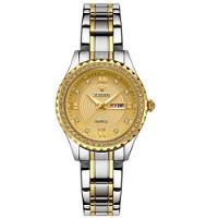 Relógio Feminino De Quartzo Com Strass Em Aço Inoxidável Casual Prata Dourado - 1