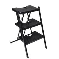 Escada Alcance 3 Degraus Dobrável 120 Kg Preta Anodilar - 1