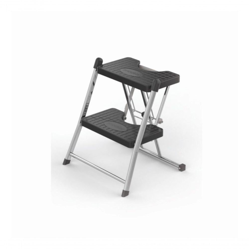 Escada Alcance 2 Degraus Dobrável 120 Kg Cromada Anodilar - 1