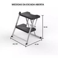 Escada Alcance 2 Degraus Dobrável 120 Kg Cromada Anodilar - 2