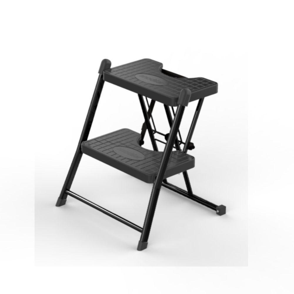 Escada Alcance 2 Degraus Dobrável 120 Kg Preta Anodilar - 1
