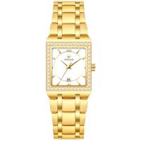 Relógio De Pulso Feminino Casual Com Strass Em Aço Inoxidavel Impermeavel Branco Dourado - 1