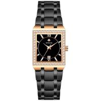 Relógio De Pulso Feminino Casual Com Strass Em Aço Inoxidavel Impermeavel Preto - 1
