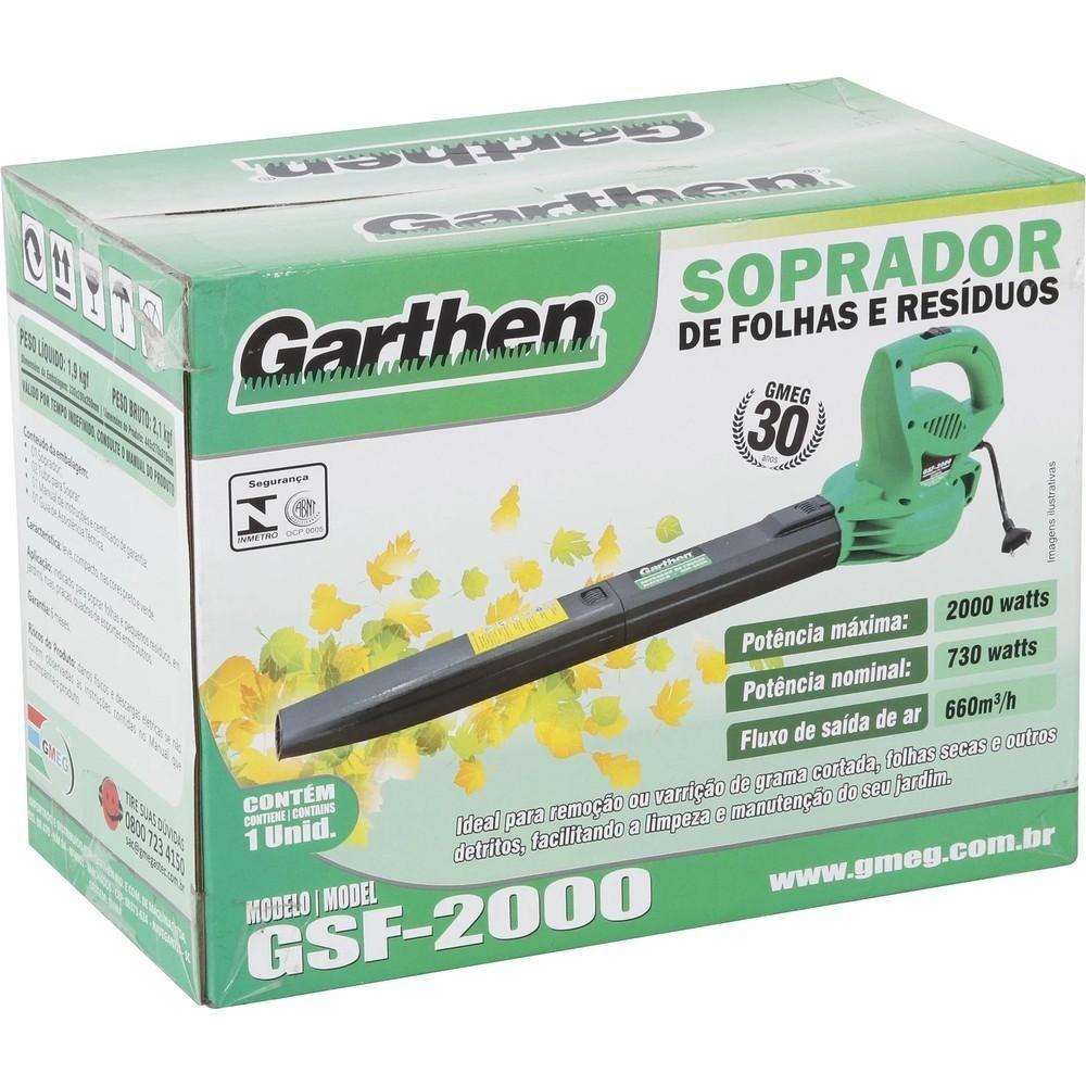 Soprador De Folhas Elétrico Gsf-2000 2000w 220v Garthen - 2