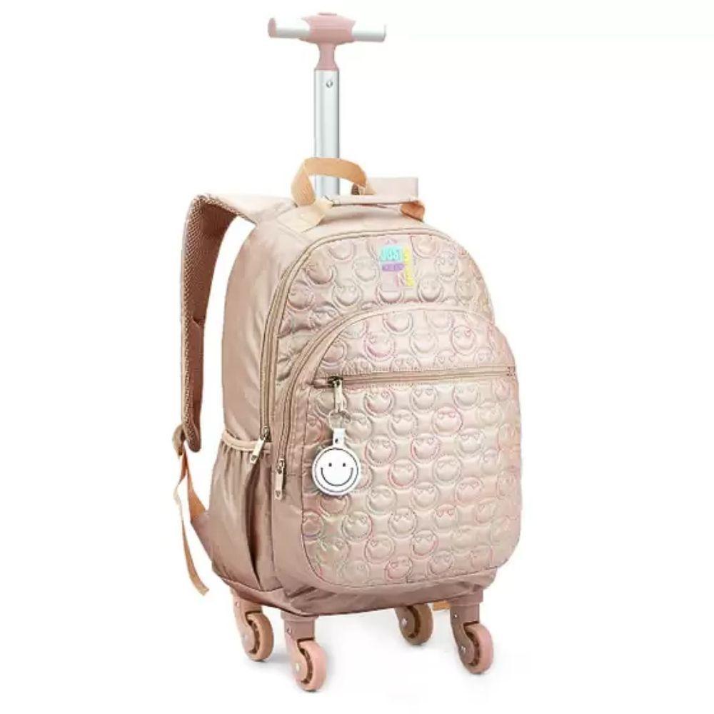 Kit Mochila De Rodinhas + Lancheira + Estojo Box Just Keep On Smiling Denlex Rose - 2