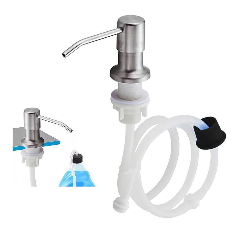 Dispenser Sabao Detergente Liquido Pia Cuba Cozinha Banheiro Mangueira Embutir Bico Dosador Suporte - 1
