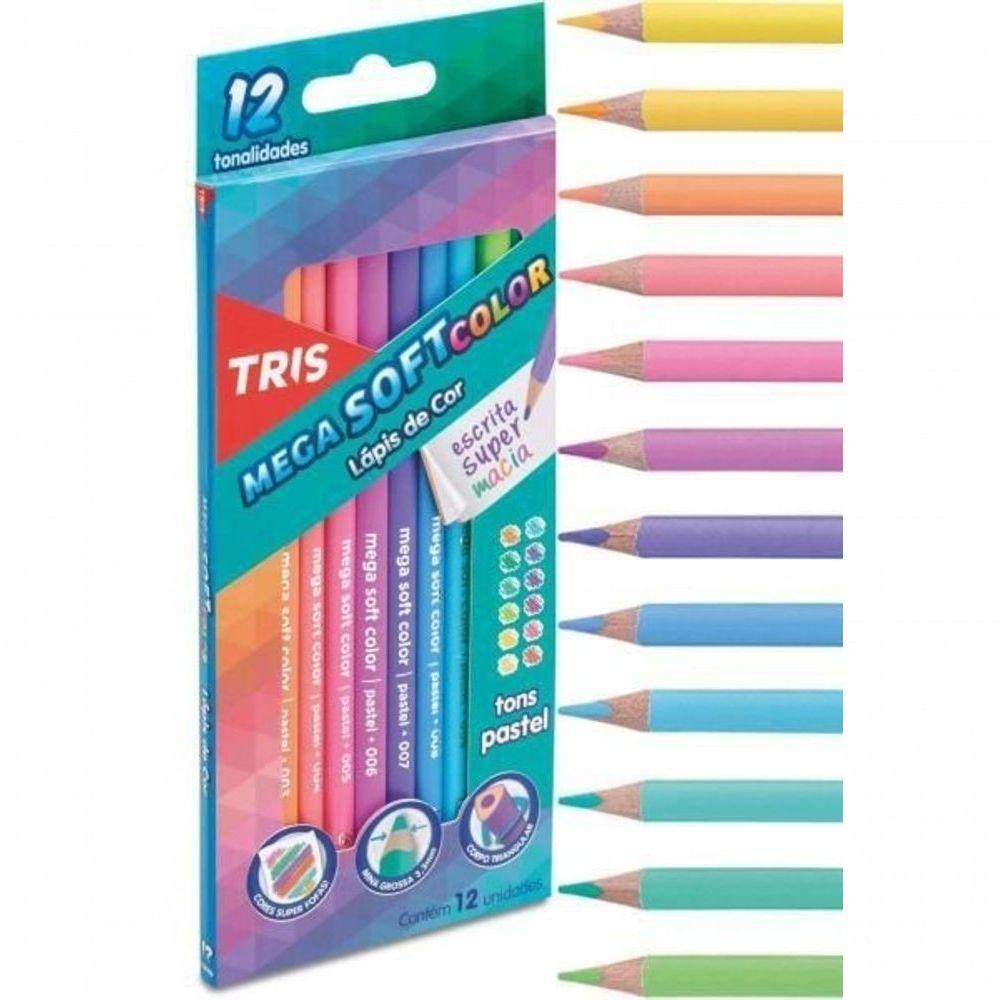 Lápis De Cor Tons Pastéis 12 Cores  Soft Tris - 1