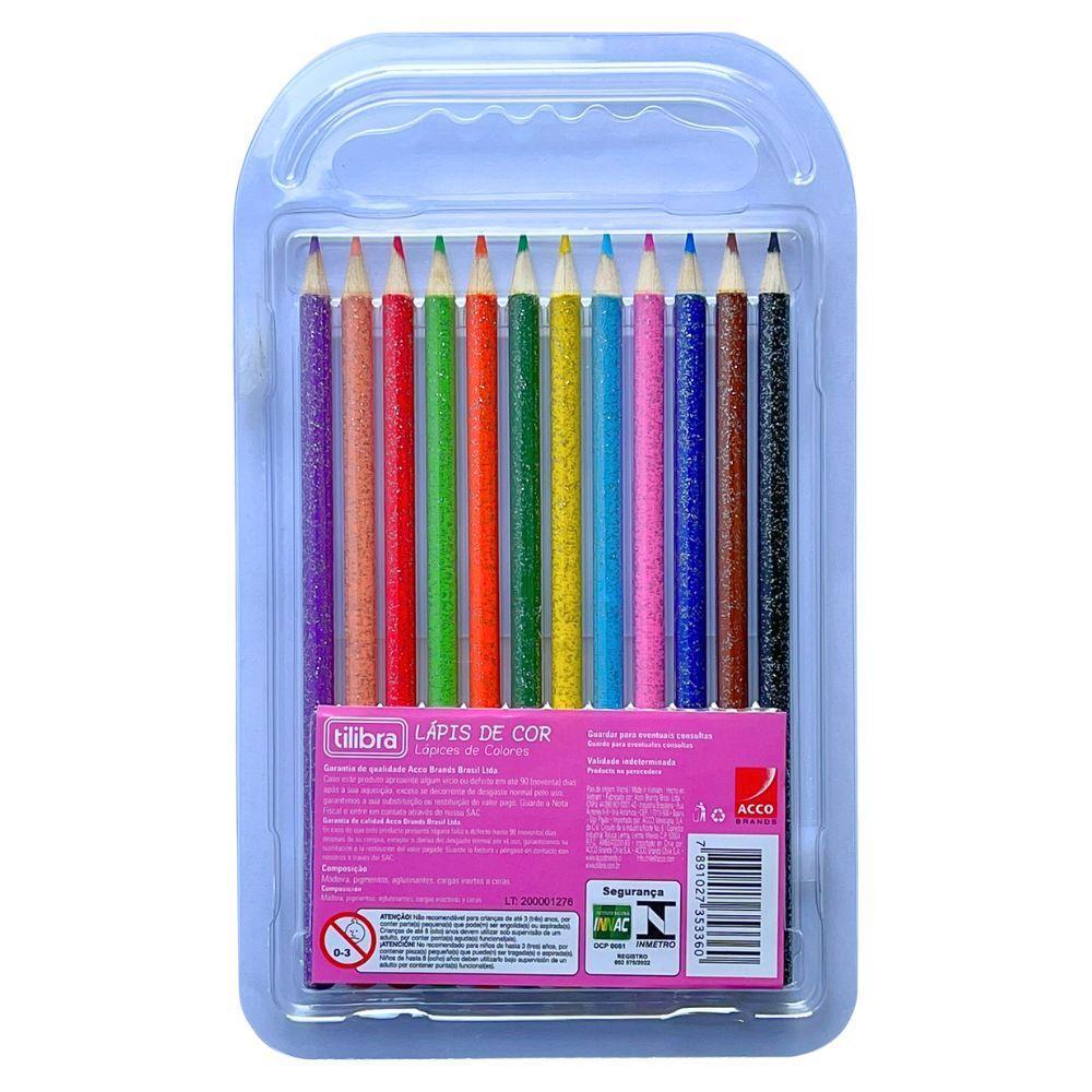 Lápis De Cor Redondo Corpo Com Glitter 12 Unidades Tilibra - 2