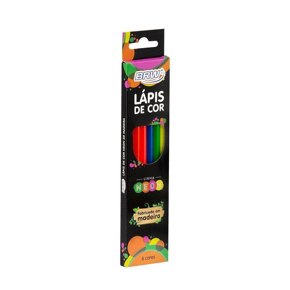 Lápis De Cor Neon Brw Com 6 Cores - 1