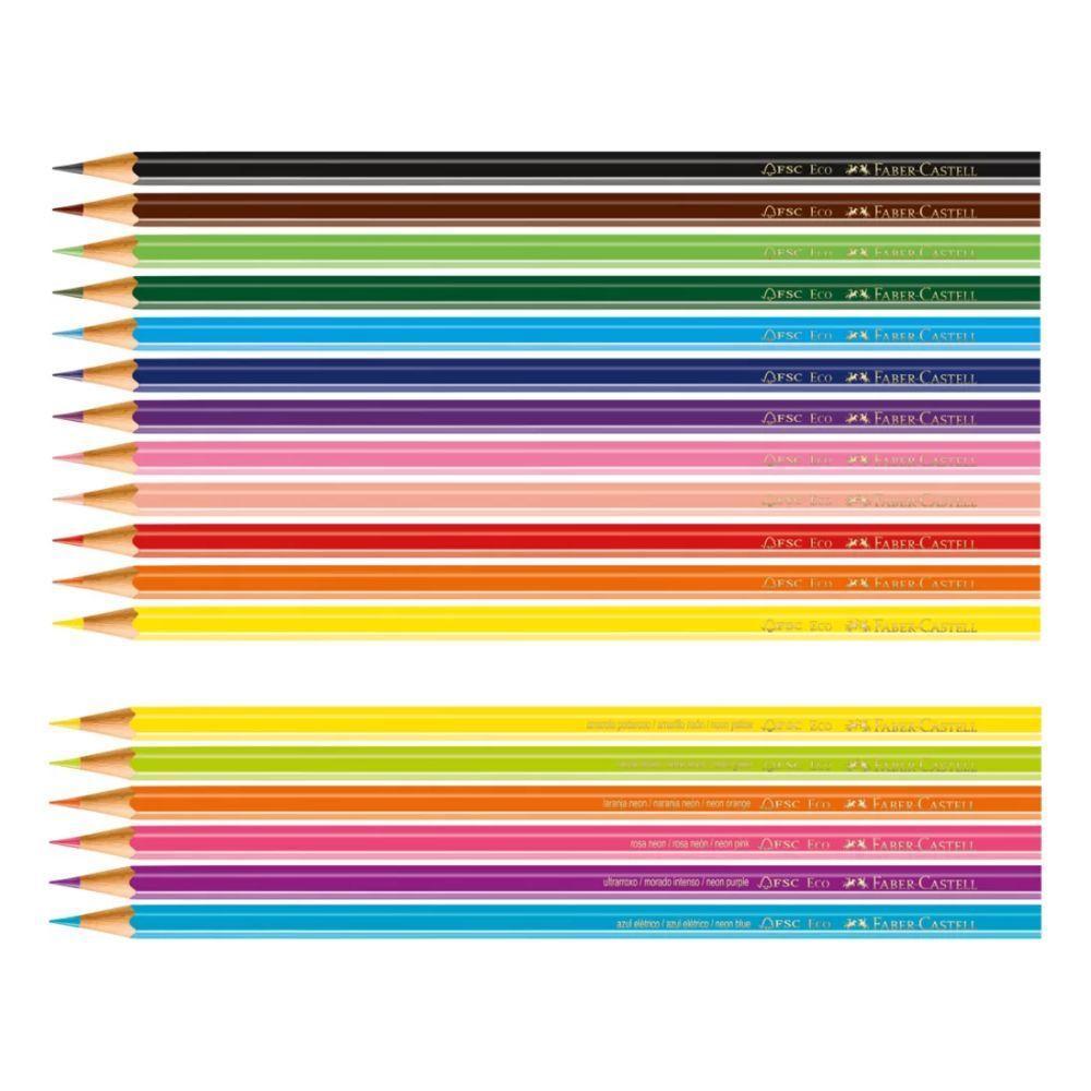 Lápis De Cor Sextavado Ecolápis 12 Cores + 6 Neon Faber-castell - 2