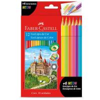 Lápis De Cor Sextavado Ecolápis 12 Cores + 6 Neon Faber-castell - 1