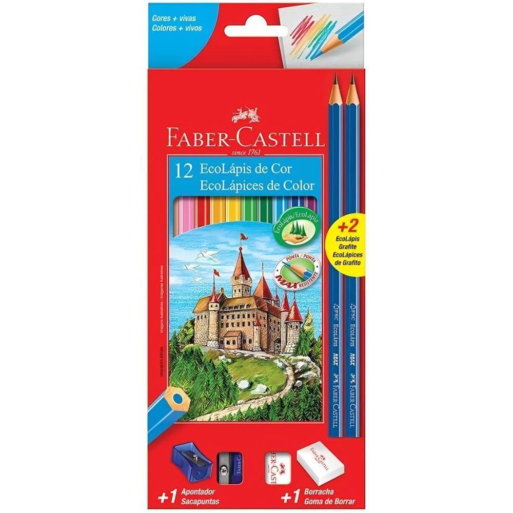 Kit Escolar Lápis De Cor Sextavado Com 12 Cores Faber-castell - 3
