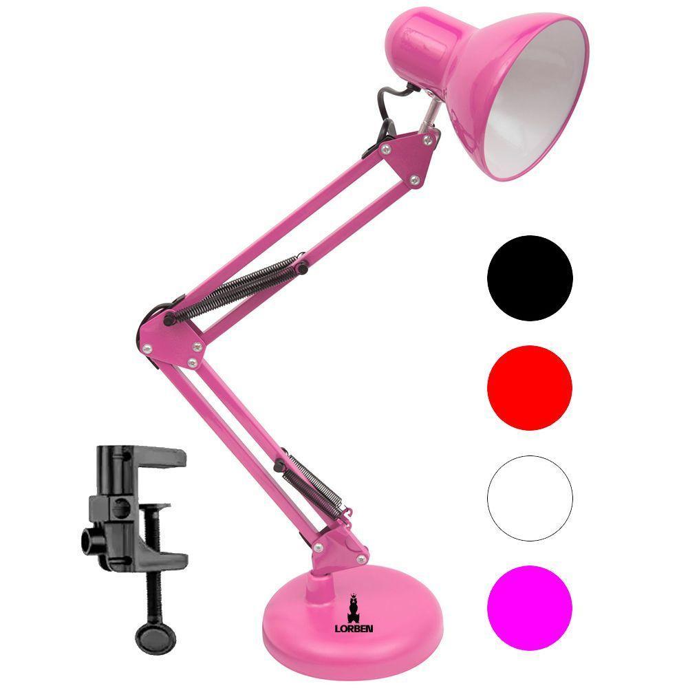 Luminária Pixar Lorben Abajur De Mesa Articulada Com Garra E Base Rosa - 3
