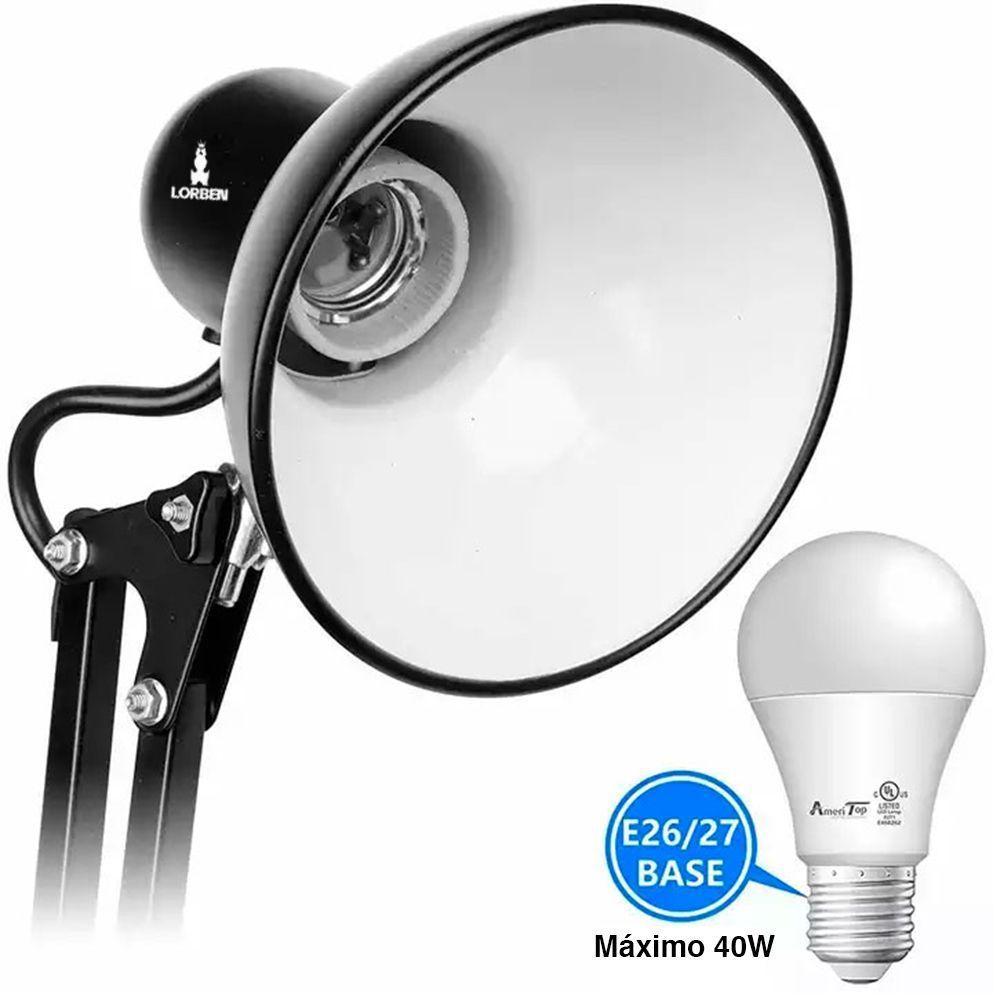 Luminária Pixar Lorben Abajur De Mesa Articulada Com Garra E Base Preto - 3