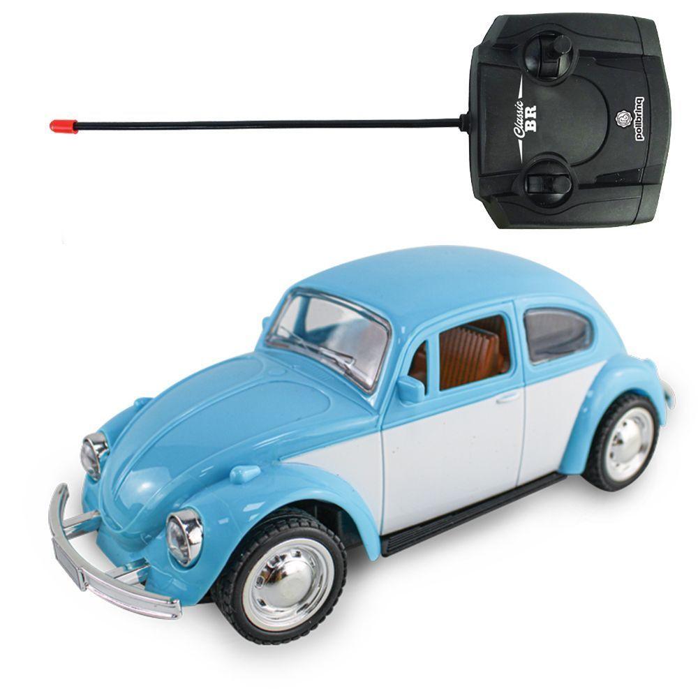 Carrinho De Controle Remoto Fusca Clássico Brinquedo Com Luz Azul - 1