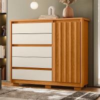 Cômoda Sapateira 1 Porta 5 Gavetas 125cm Duetto Cinamomo Off White Albatroz - 7